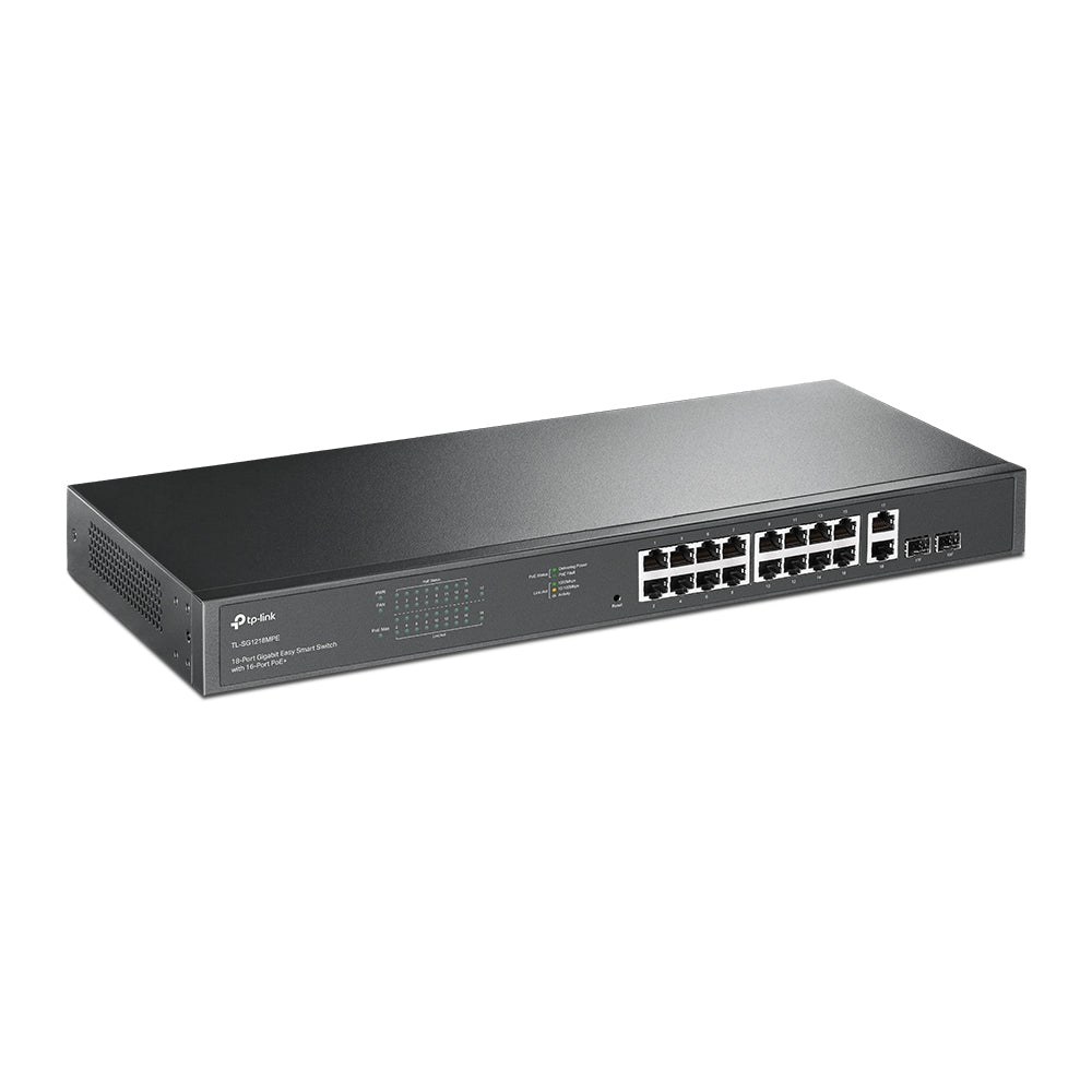 TP-Link TL-SG1218MPE 16 Port Gigabit Easy Smart PoE+ Switch with 2 SFP Slots Dual Fan Design| 250W PoE Budget TP-Link TL-SG1218MPE 16 Port Gigabit Easy Smart PoE+ Switch with 2 SFP Slots Dual Fan Design| 250W PoE Budget
